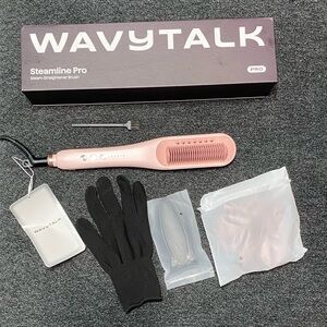 New Pink Wavytalk Steamline Pro Steam Straightener Brush. Best Hair Flat Iron